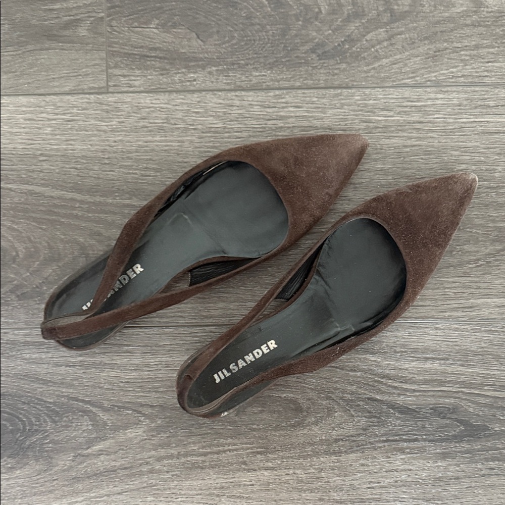 Jil Sander Brown suede slingbacks wedge 39.5